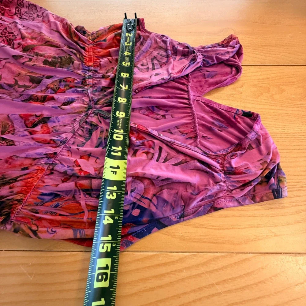 Hale Bob Dress Women Small Pink Abstract Print Stretch Whimsigoth Indie Boho Y2K - Picture 7 of 9